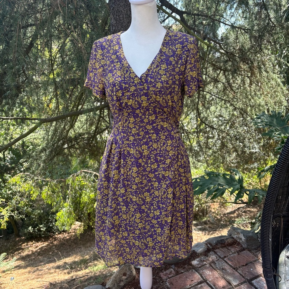 MELLODAY Purple and Yellow Floral Dress